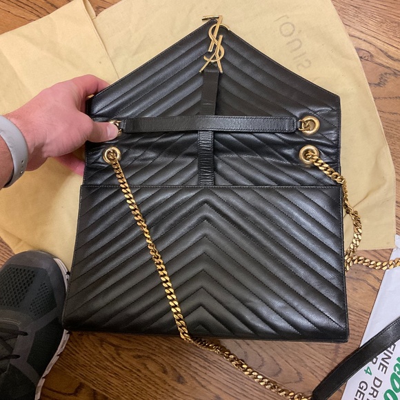 YSL Monogram Large Matelasse Envelope Bag w gold - Picture 4 of 6